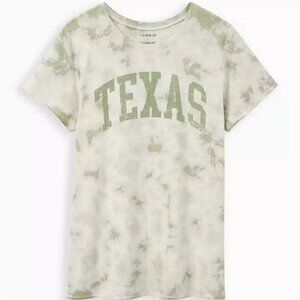 Torrid Size 4 Classic Fit Crew Tee - Texas Graphic - Tie Dye, Jade Green